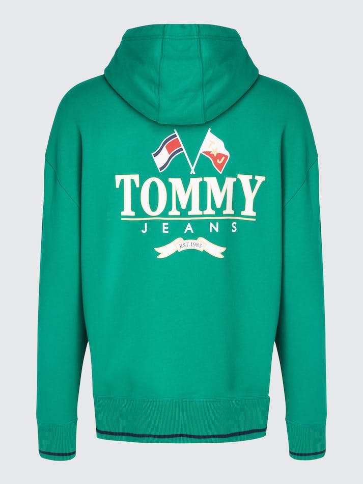 Tommy Jeans Logo Relaxed Fit Skater Men's Hoodie Green | URCWQEeKqvM4