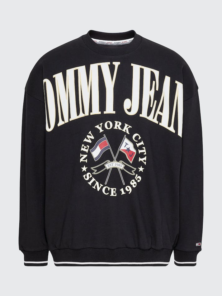 Tommy Jeans Logo Skater Men's Sweatshirt Black | W2m7kaTC4U19