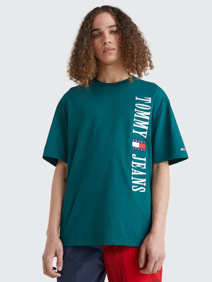 Tommy Jeans Logo Skater Men's T Shirts Dark Green | FpKPymXbrNhc