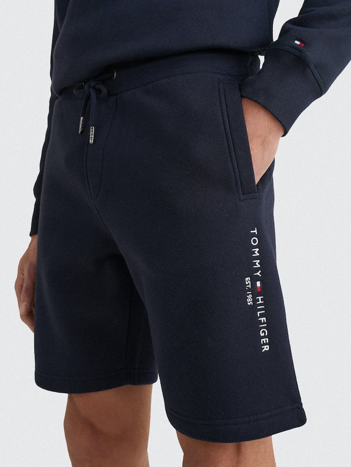 Tommy Hilfiger Logo Sweat Men's Shorts Blue | eD89UMkkS7VD