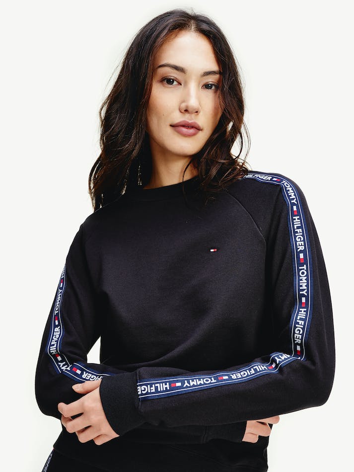 Tommy Hilfiger Logo Tape Women's Sweatshirt Black | VFHXhL953W9E