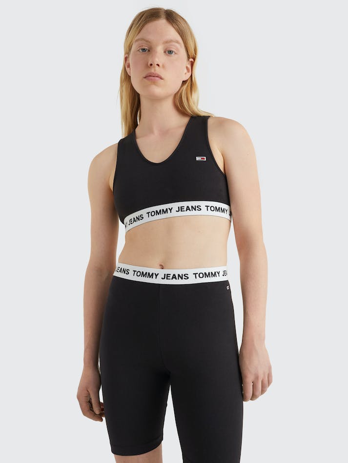 Tommy Jeans Logo Underband Sleeveless Crop Women's Tops Black | jVfRouYExqsY