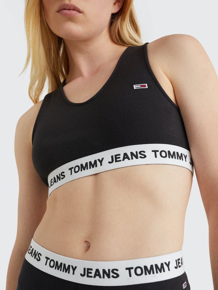 Tommy Jeans Logo Underband Sleeveless Crop Women's Tops Black | jVfRouYExqsY