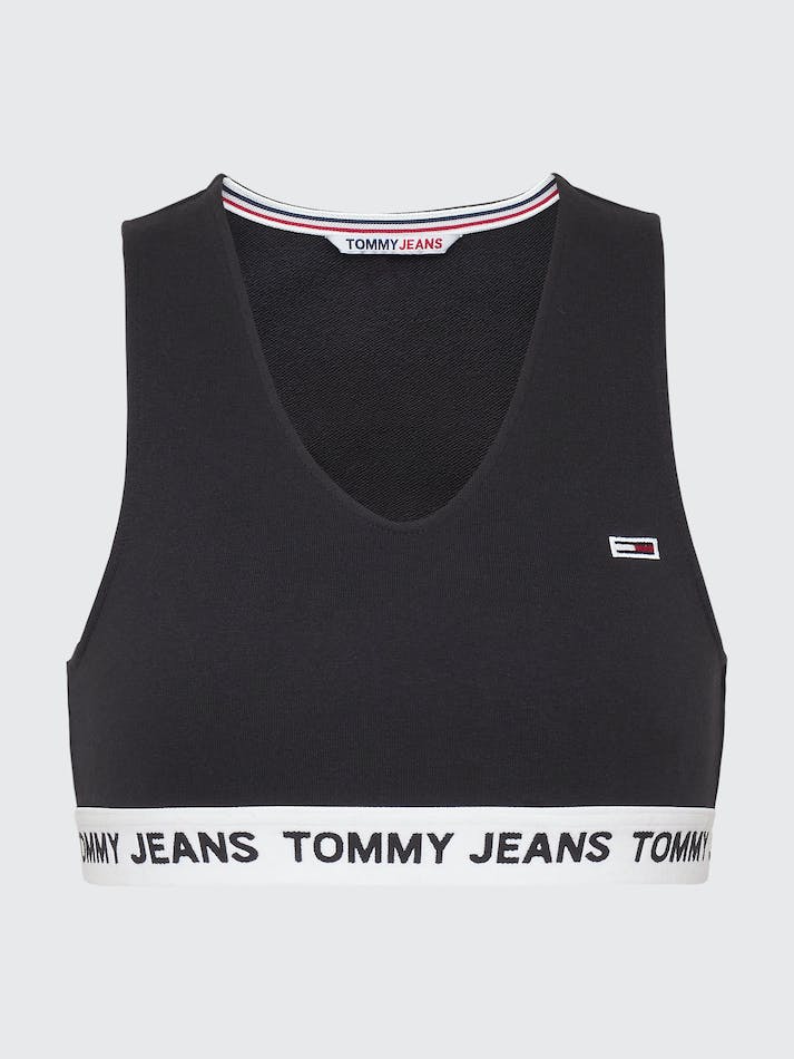 Tommy Jeans Logo Underband Sleeveless Crop Women's Tops Black | jVfRouYExqsY