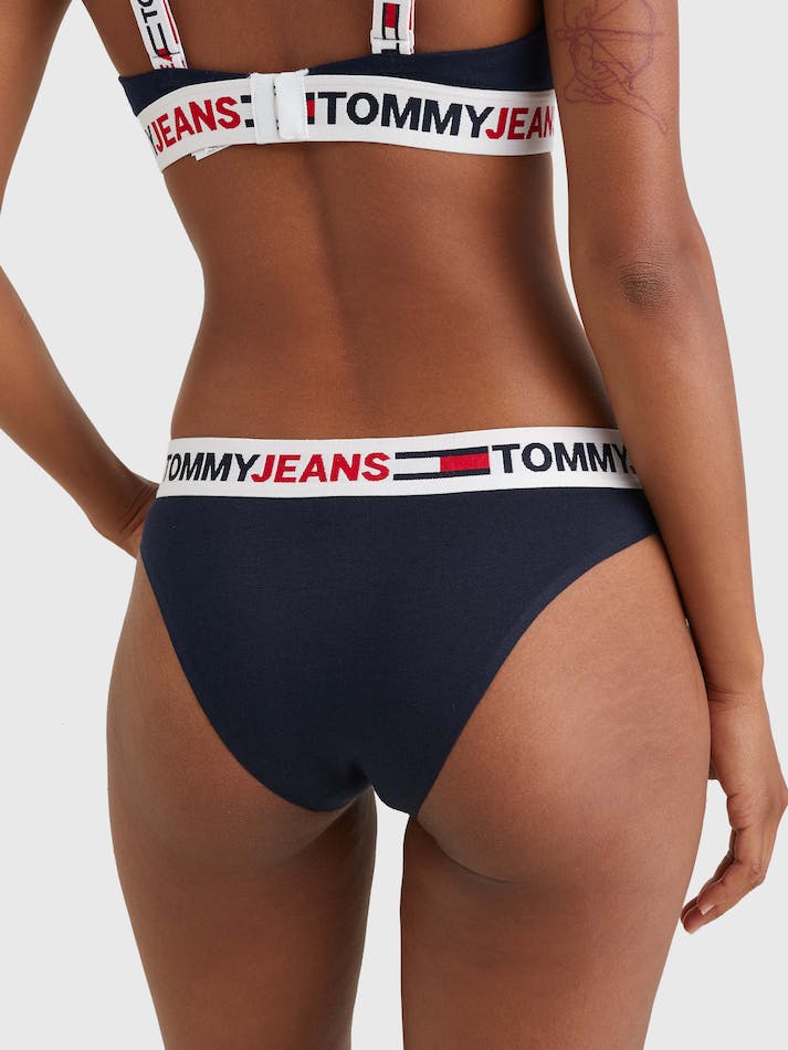 Tommy Hilfiger Logo Waistband Brazilian Women's Underwear Blue | PL1xQ55DkJ4c