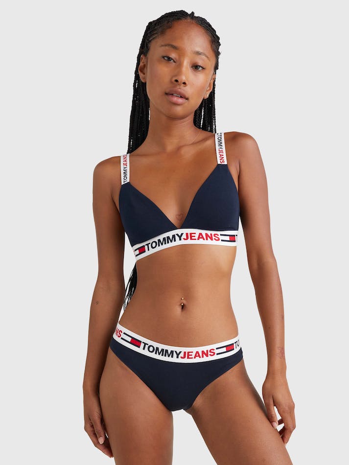 Tommy Hilfiger Logo Waistband Brazilian Women's Underwear Blue | PL1xQ55DkJ4c