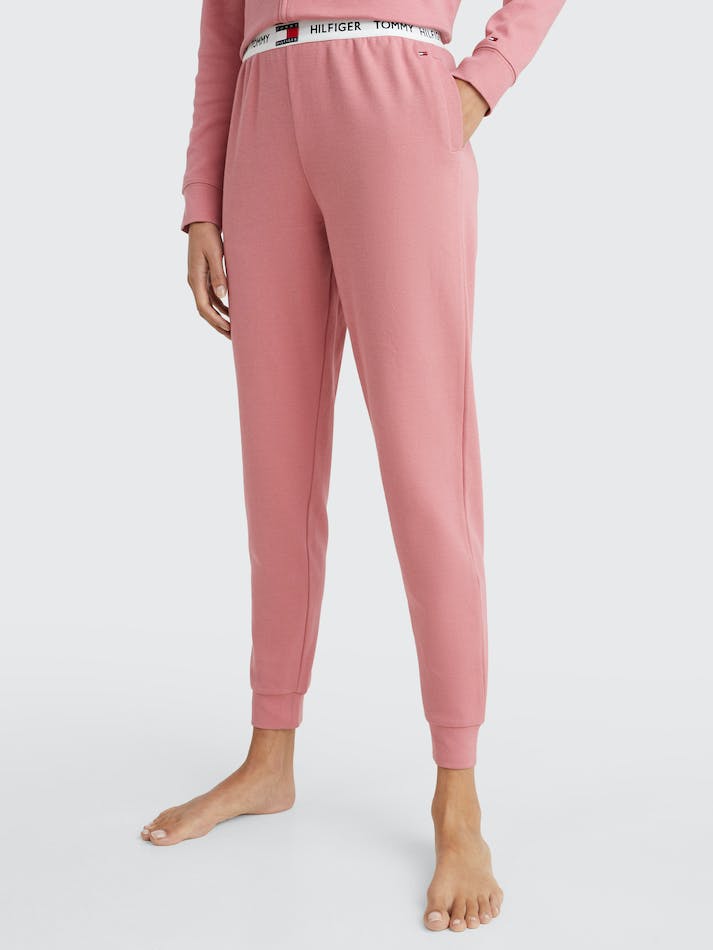 Tommy Hilfiger Logo Waistband Lounge Women's Trousers Pink | NHrQgiRJ2oBW