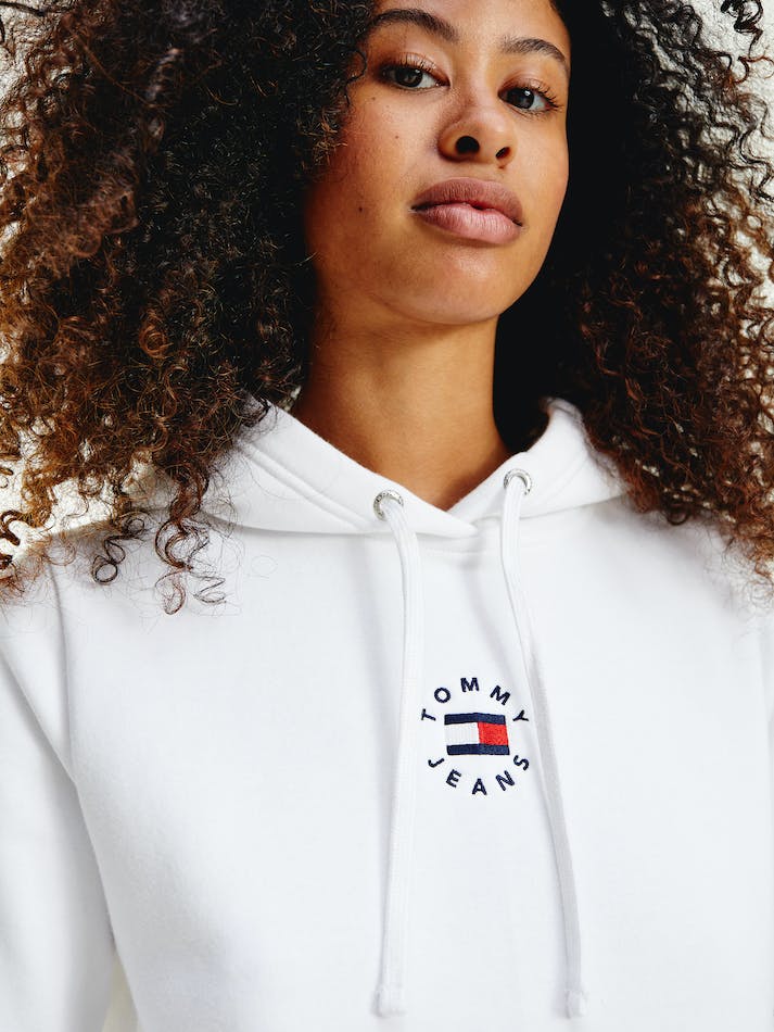 Tommy Hilfiger Logo Women's Hoodie White | hMunNGItUoFx