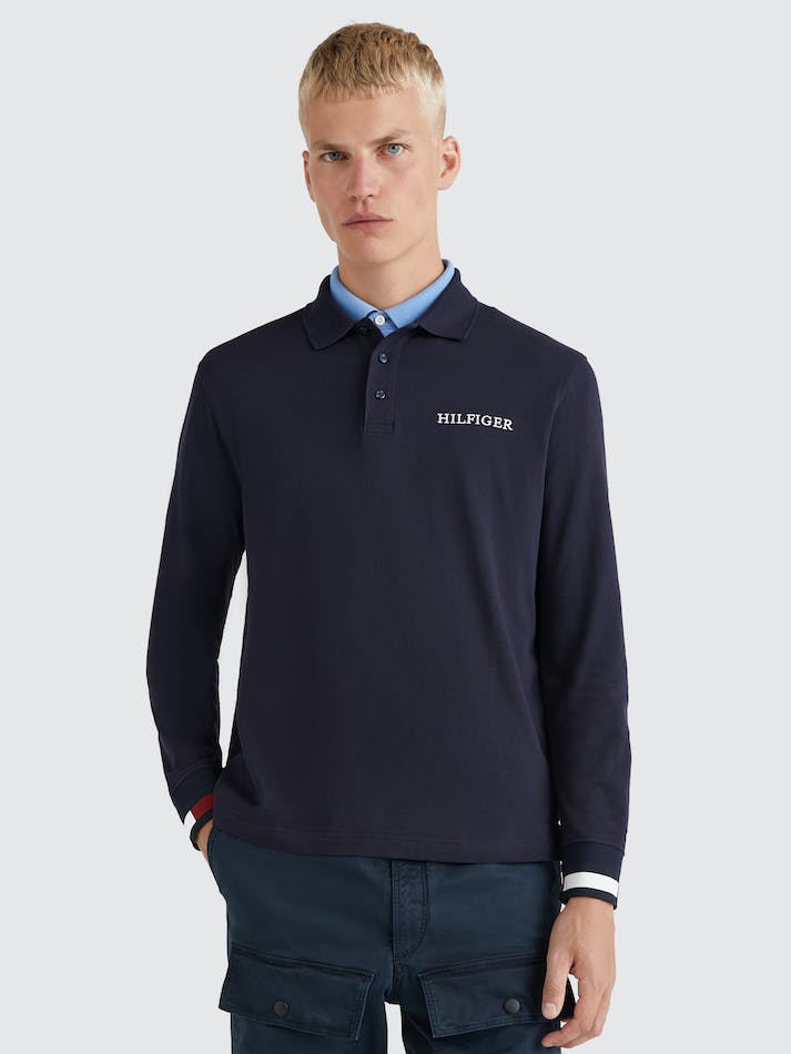 Tommy Hilfiger Long Sleeve Regular Fit Men's Polo Shirts Blue | aAKypHHIuSiE