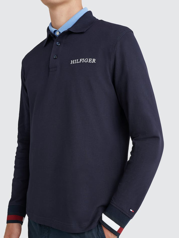 Tommy Hilfiger Long Sleeve Regular Fit Men's Polo Shirts Blue | aAKypHHIuSiE