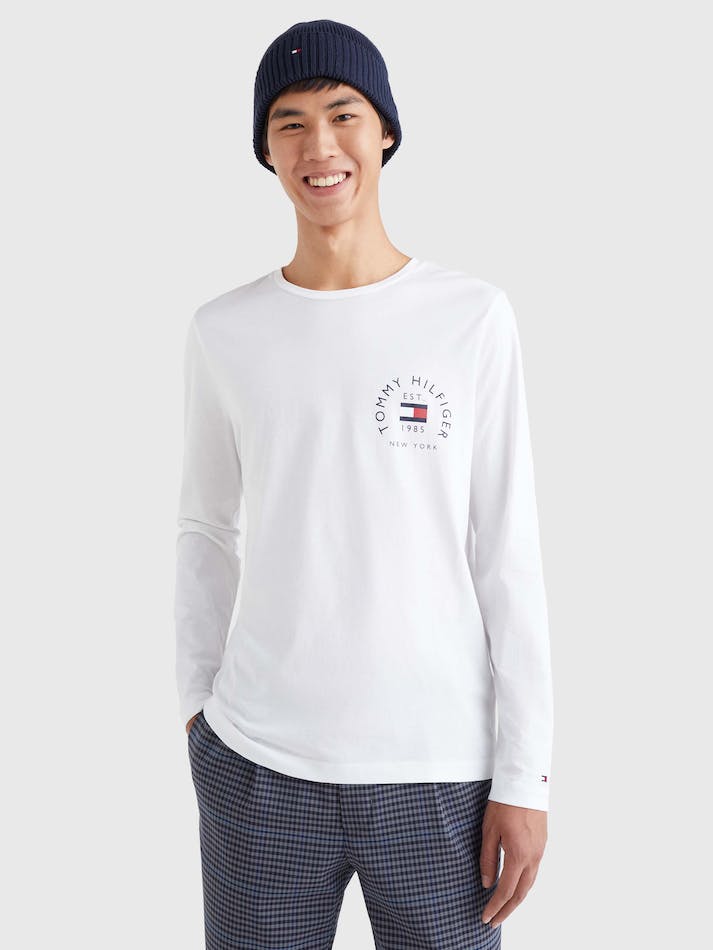 Tommy Hilfiger Long Sleeve Slim Fit Logo Men\'s T Shirts White | lYk1eTbrbS79