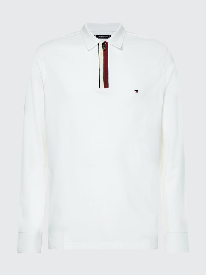 Tommy Hilfiger Long Sleeve Zip Regular Fit Men's Polo Shirts White | 7HTG23GP70dA