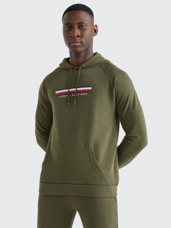 Tommy Hilfiger Lounge Logo Men's Hoodie Green | M5aidAfrQuUA