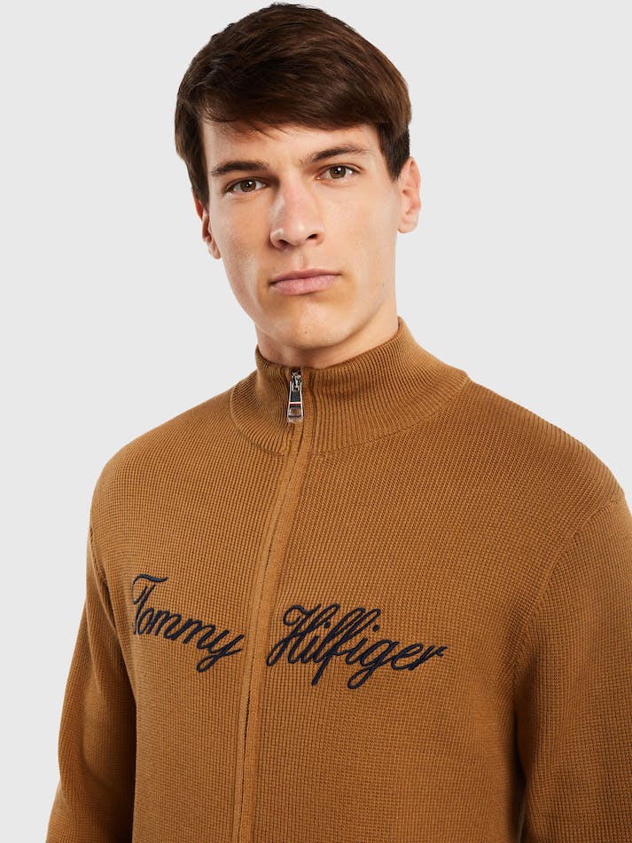 Tommy Hilfiger Lux Script Zip Men's Jackets Khaki | A6iv71EyfN52