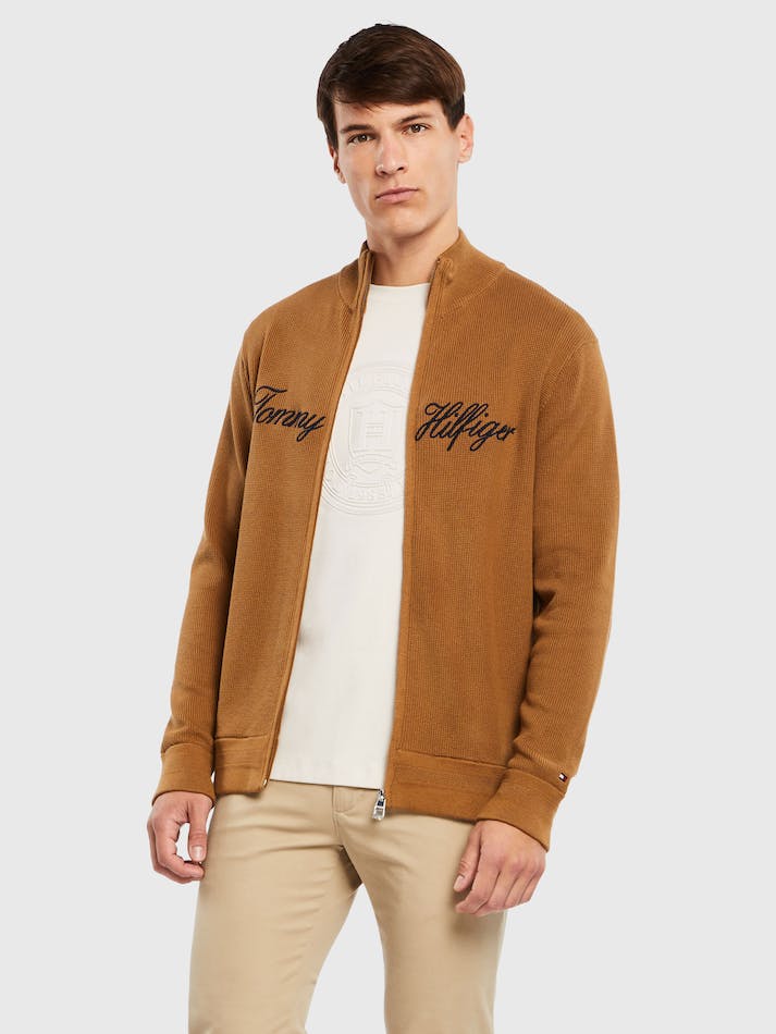 Tommy Hilfiger Lux Script Zip Men\'s Jackets Khaki | A6iv71EyfN52