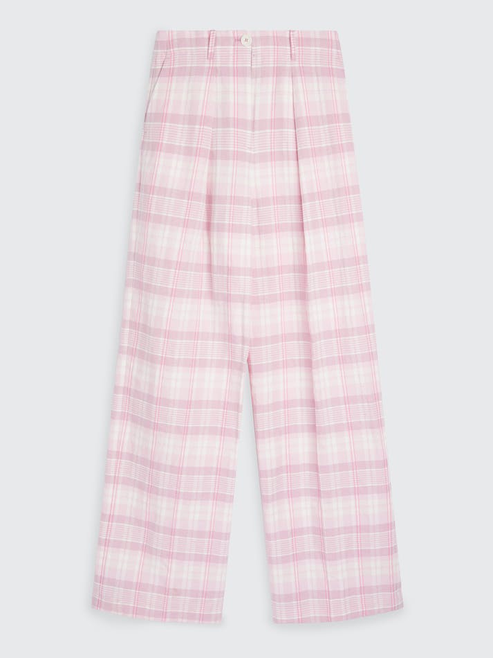 Tommy Hilfiger Madras Check Women's Trousers Light Pink | PxM74tCwSNyK