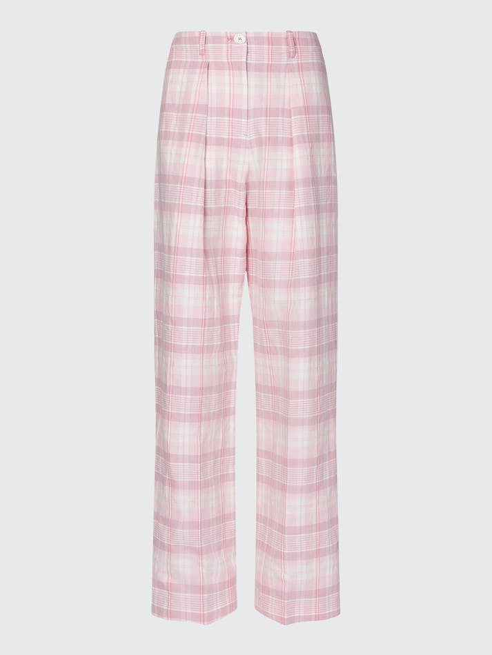 Tommy Hilfiger Madras Check Women's Trousers Light Pink | PxM74tCwSNyK