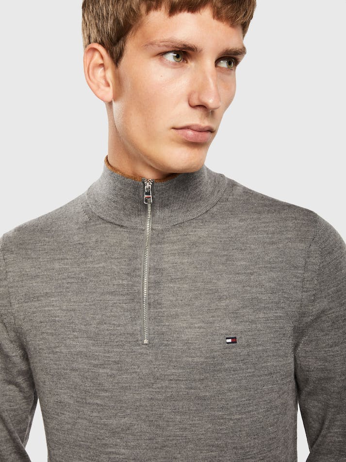 Tommy Hilfiger Merino Men's Sweater Grey | d5soLiGuaWpl