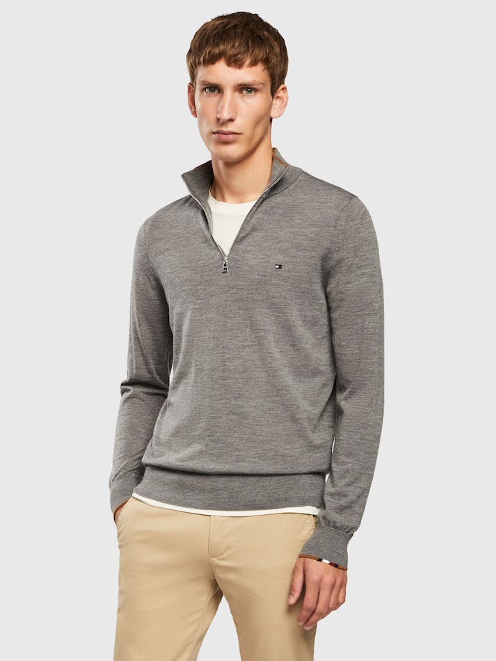 Tommy Hilfiger Merino Men\'s Sweater Grey | d5soLiGuaWpl