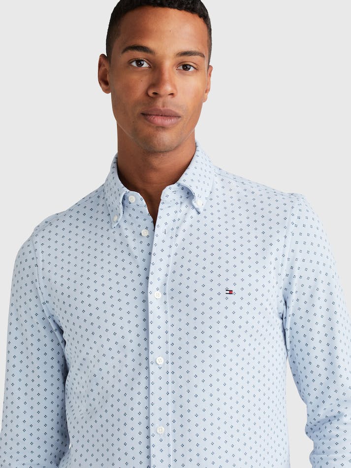 Tommy Hilfiger Micro Print Slim Fit Men's Shirts Blue / Multicolor | IlTR48rsPqht