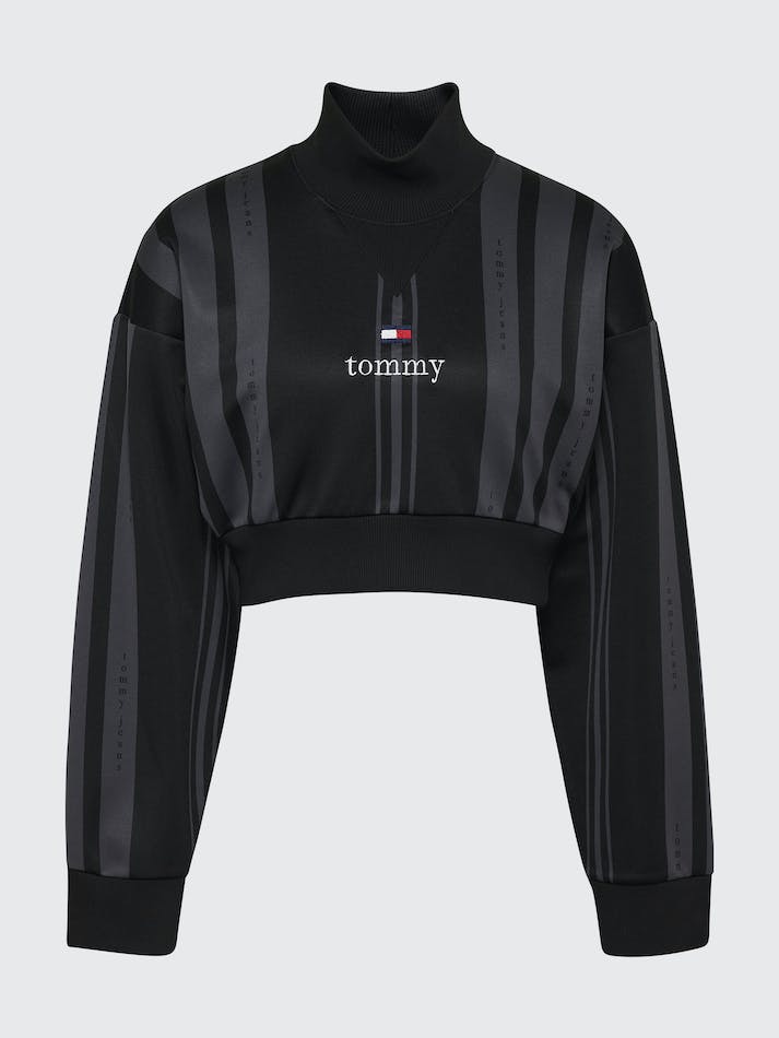 Tommy Jeans Mock Turtleneck Cropped Women's Jumpers Black | eGBTwG9GoU9k