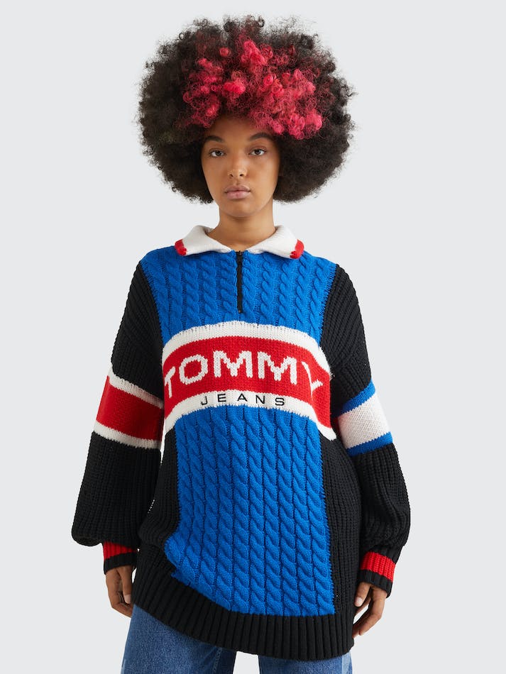 Tommy Jeans Modern Colour-Blocked Women's Jumpers Black / Multicolor | e1Ssow9hTeVX