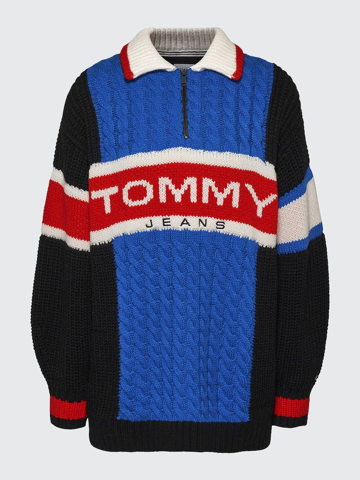 Tommy Jeans Modern Colour-Blocked Women's Jumpers Black / Multicolor | e1Ssow9hTeVX