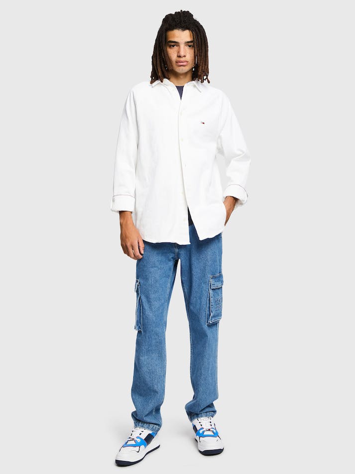 Tommy Jeans Modern Prep Men's Shirts White | vuA8fOjKXxOJ