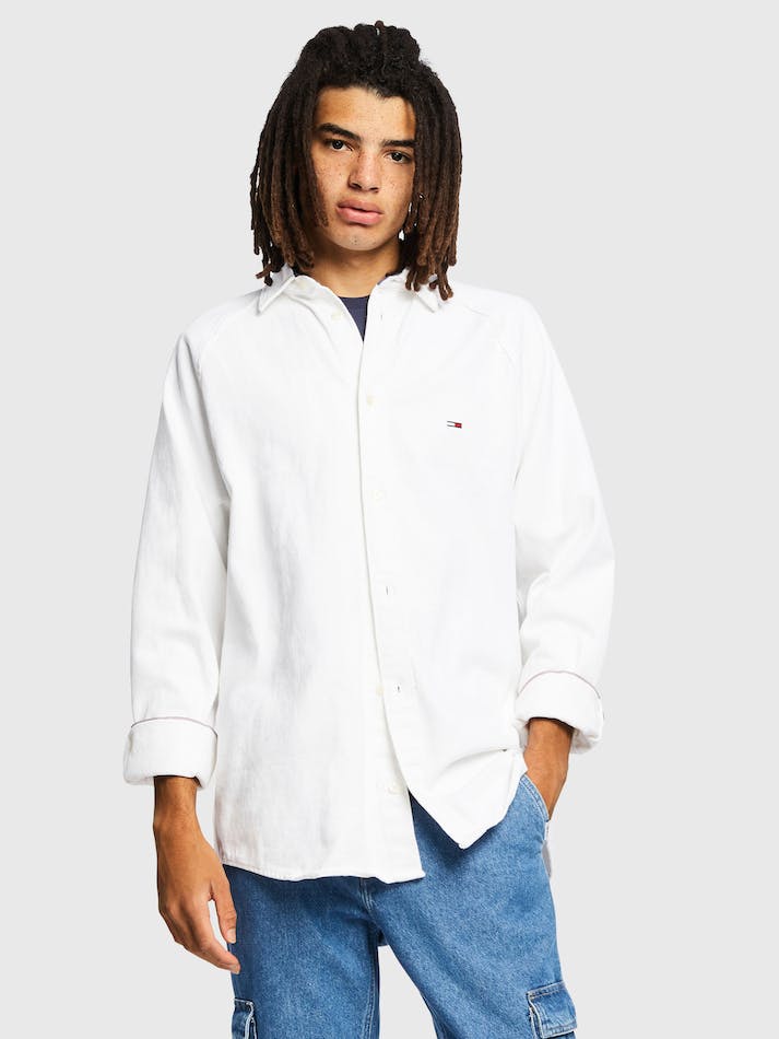 Tommy Jeans Modern Prep Men\'s Shirts White | vuA8fOjKXxOJ