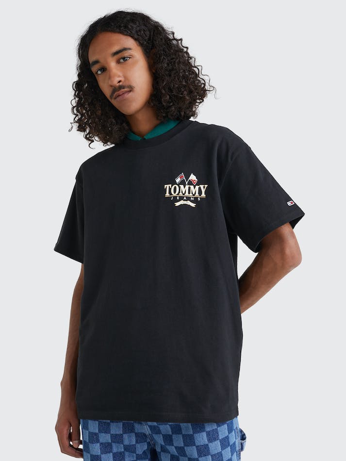 Tommy Jeans Modern Relaxed Back Logo Men's T Shirts Black | aBOqLK2BgHuy