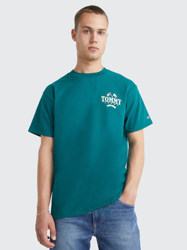 Tommy Jeans Modern Relaxed Back Logo Men's T Shirts Dark Green | gu0hlDVChKTW