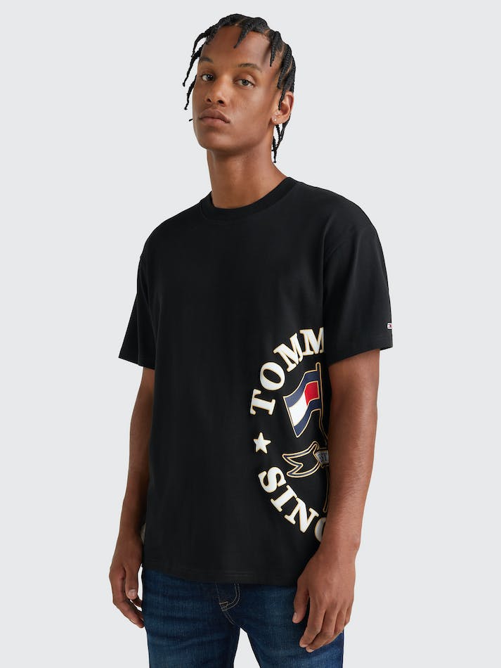 Tommy Jeans Modern Side Logo Relaxed Men's T Shirts Black | 7aB019yZKEzp