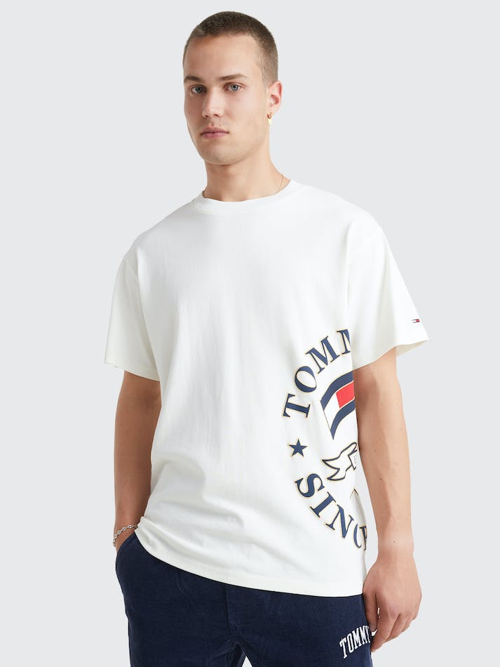 Tommy Jeans Modern Side Logo Relaxed Men's T Shirts White | 9vVVKJ5cKYHb