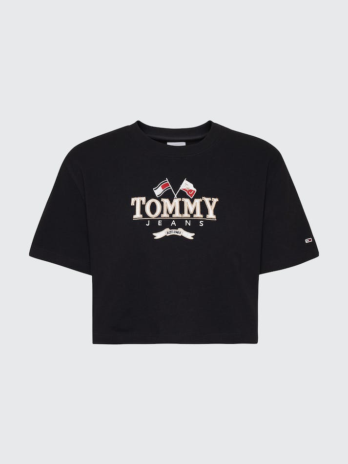 Tommy Jeans Modern Super Cropped Fit Logo Women's T Shirts Black | HcyZv1hxyDrI