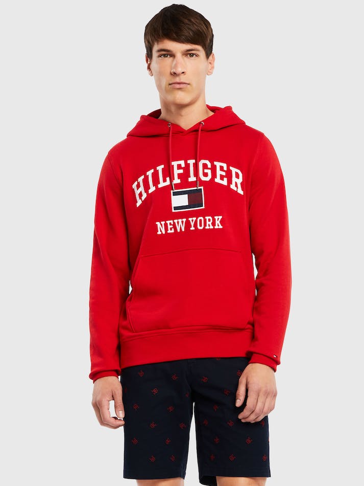 Tommy Hilfiger Modern Varsity Men\'s Hoodie Red | B4lJkBnfqaFt