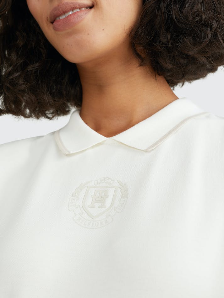 Tommy Hilfiger Monogram Crest Regular Fit Women's Polo Shirts White | JOPl0fTwVn5Q