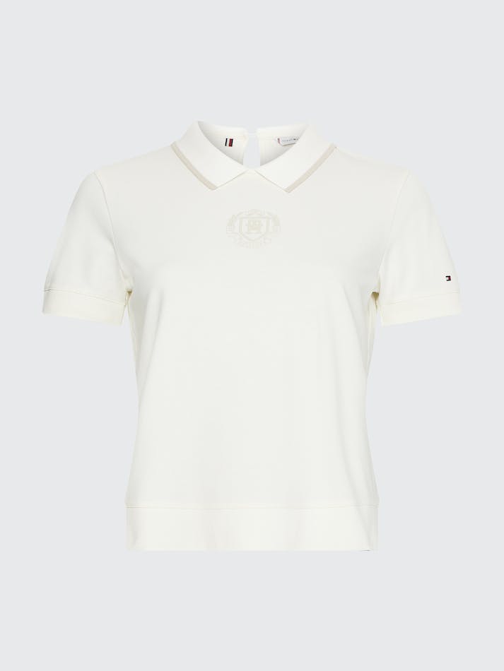 Tommy Hilfiger Monogram Crest Regular Fit Women's Polo Shirts White | JOPl0fTwVn5Q