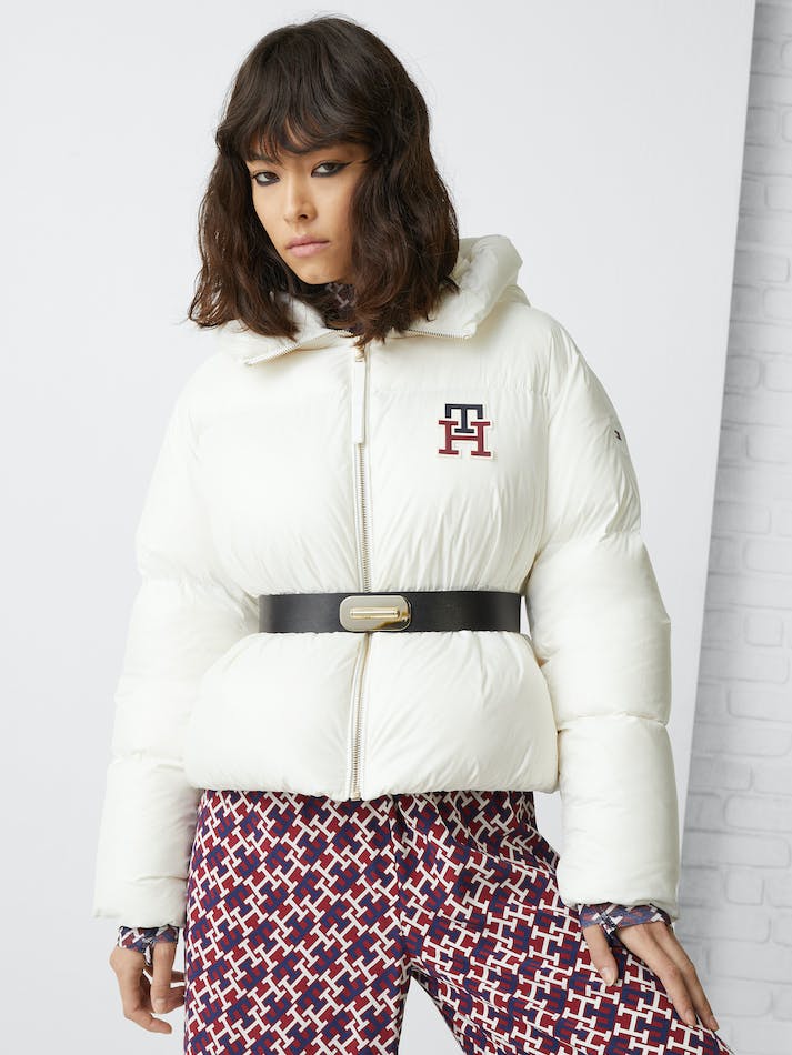 Tommy Hilfiger Monogram Down-Filled Women's Jackets White | dWBX9dFNace1