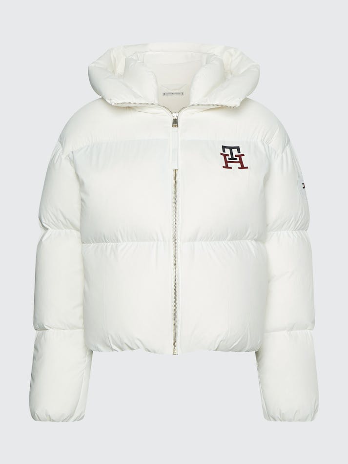 Tommy Hilfiger Monogram Down-Filled Women's Jackets White | dWBX9dFNace1