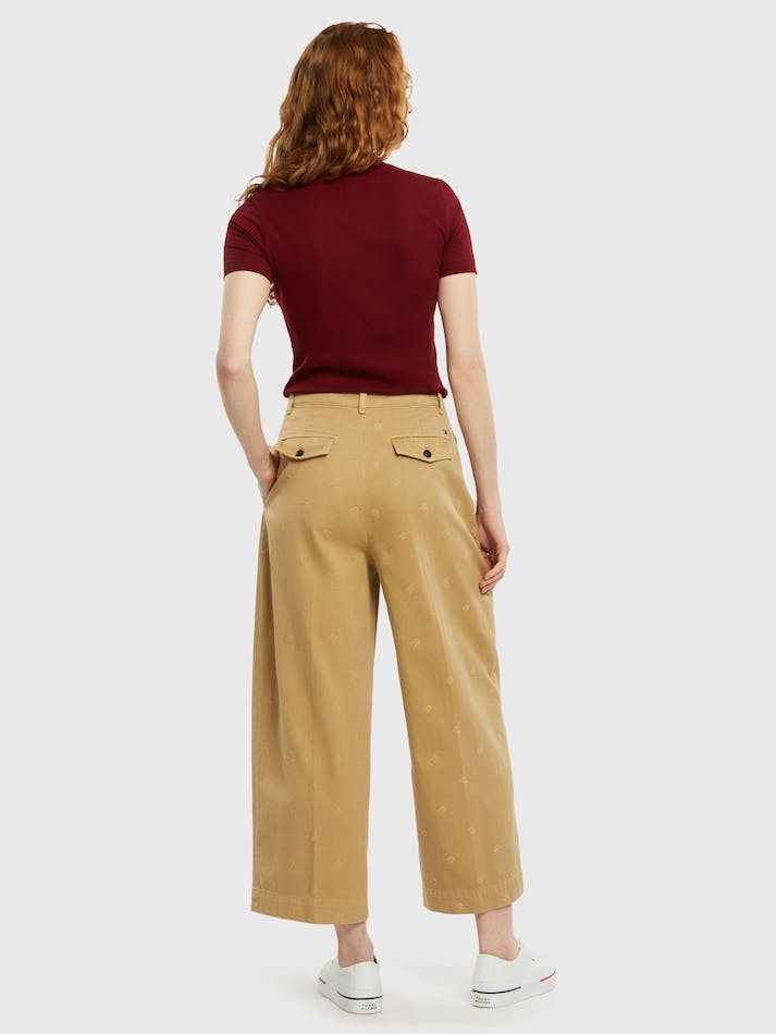 Tommy Hilfiger Monogram Embroidery Relaxed Fit Women's Chino Pants Brown | LcHLxnKuKZ1A