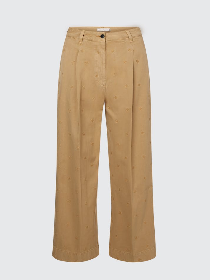 Tommy Hilfiger Monogram Embroidery Relaxed Fit Women's Chino Pants Brown | LcHLxnKuKZ1A