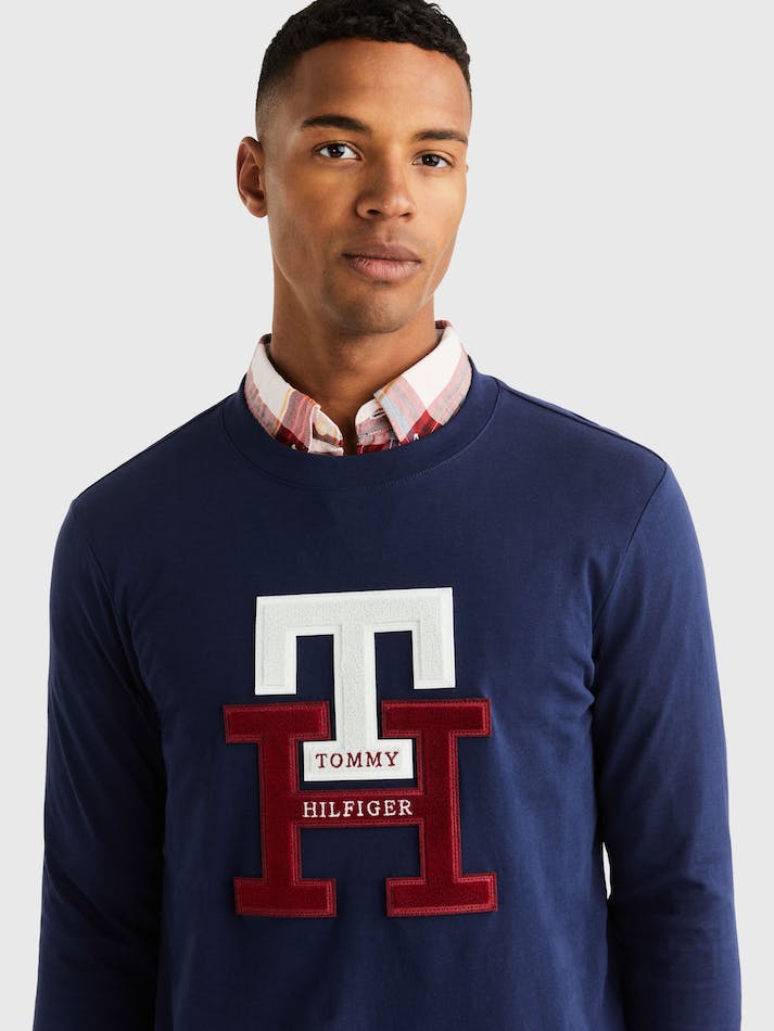 Tommy Hilfiger Monogram Icon Long Sleeve Men's T Shirts Navy | IRW1qGjeC4qo