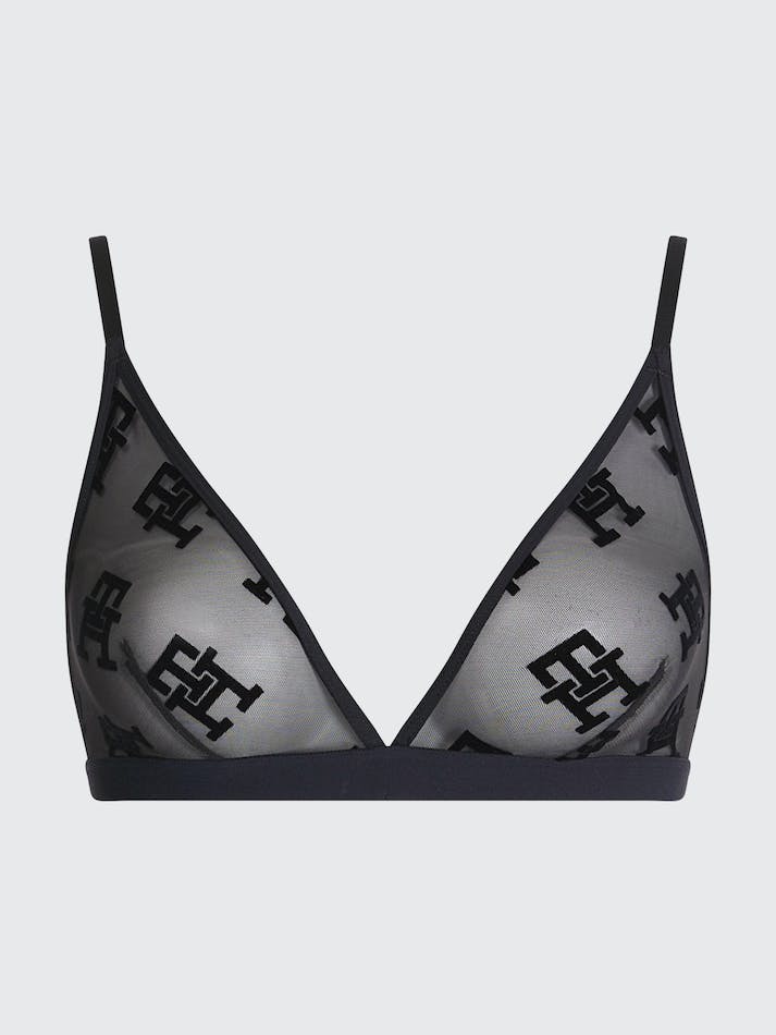 Tommy Hilfiger Monogram Mesh Unpadded Triangle Women's Lingerie Black | G6nxyrfMluZL