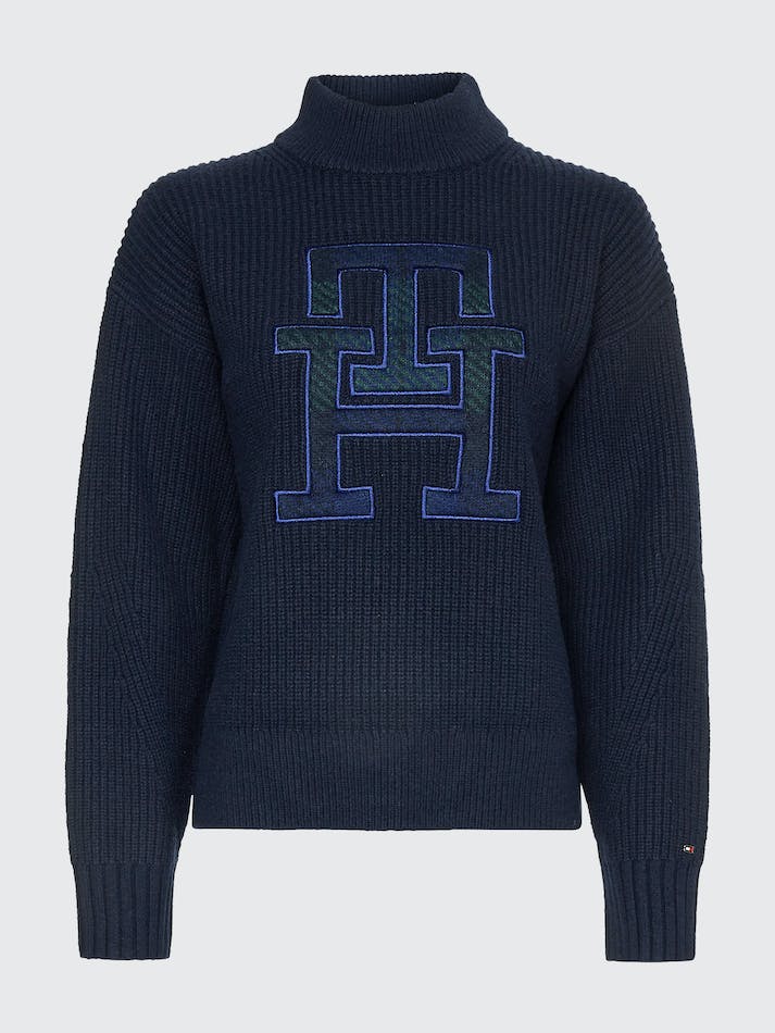 Tommy Hilfiger Monogram Relaxed Fit Women's Sweaters Blue | uVupCWbKs7WT