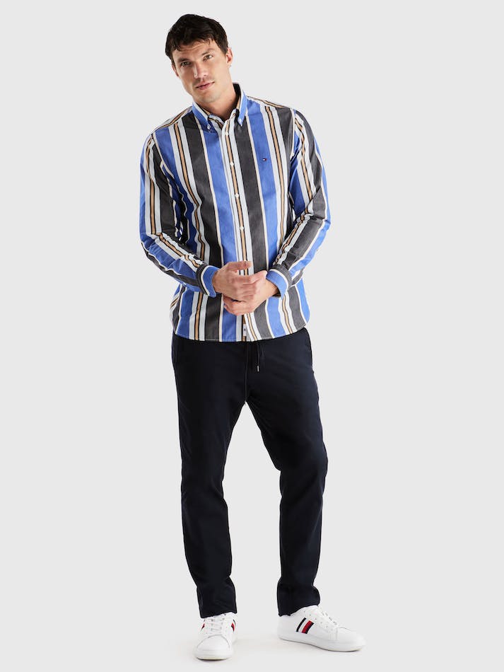 Tommy Hilfiger Multicolour Stripe Regular Fit Men's Shirts Blue / Blue / Multicolor | hIswGCjoyKhe