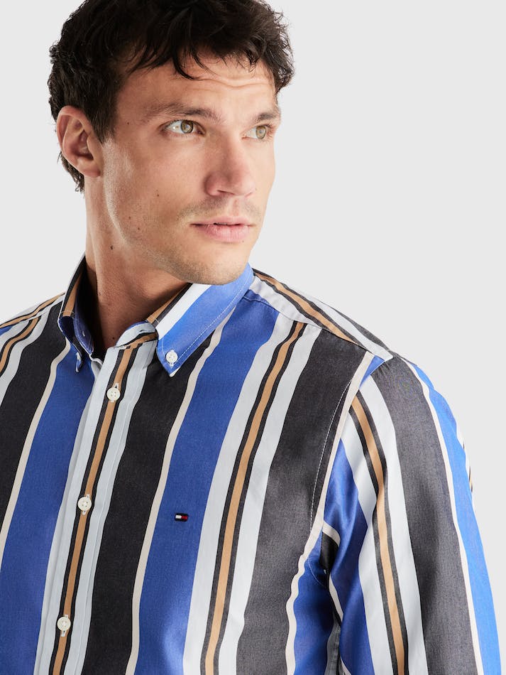 Tommy Hilfiger Multicolour Stripe Regular Fit Men's Shirts Blue / Blue / Multicolor | hIswGCjoyKhe