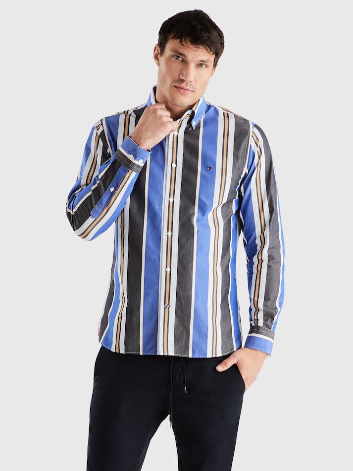 Tommy Hilfiger Multicolour Stripe Regular Fit Men\'s Shirts Blue / Blue / Multicolor | hIswGCjoyKhe