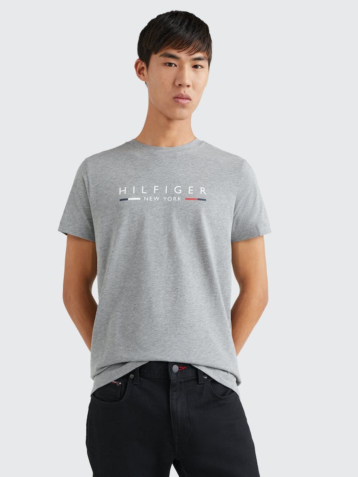 Tommy Hilfiger NYC Logo Slim Fit Men's T Shirts Grey | nDdoJJkhBwYE