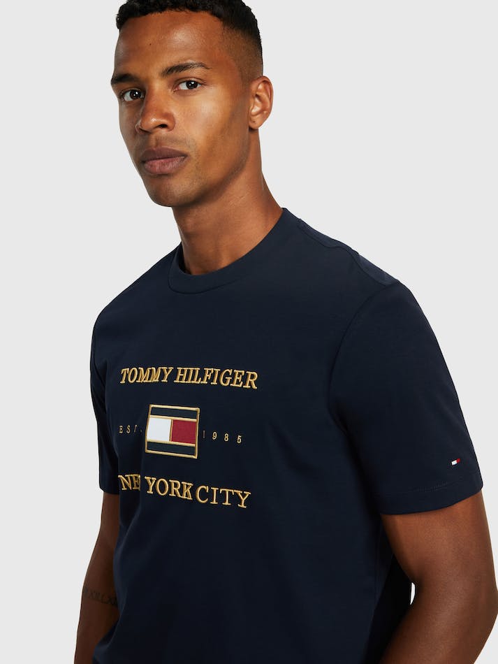 Tommy Hilfiger New Icon Men's T Shirts Blue | BURXENj7bYUQ