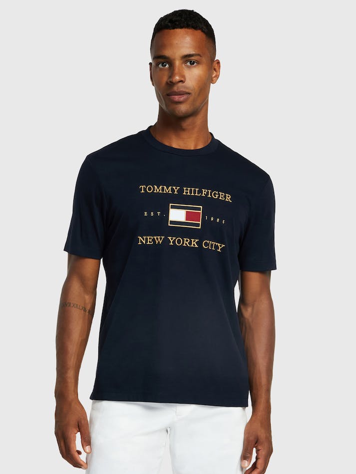 Tommy Hilfiger New Icon Men\'s T Shirts Blue | BURXENj7bYUQ